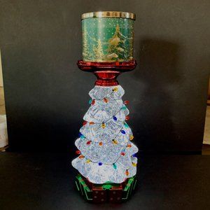 BATH & BODY WORKS LIGHT UP WATER CHRISTMAS TREE PEDESTAL CANDLE HOLDER-NEW